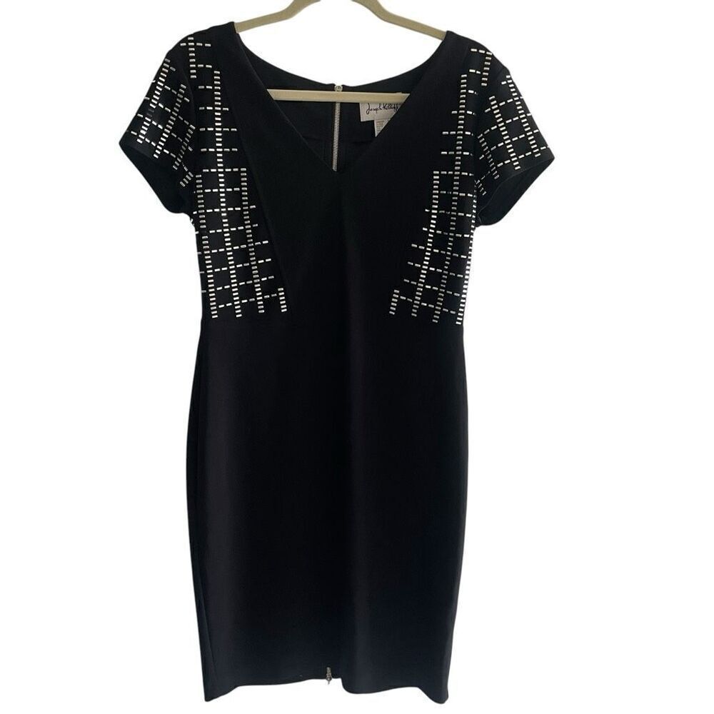 Joseph Ribkoff Black Silver Studded Short Mini Dress Women’s Sz 8 Medium Formal